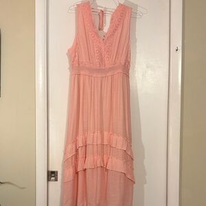 Elegant Pink Lace Maxi Dress 1x